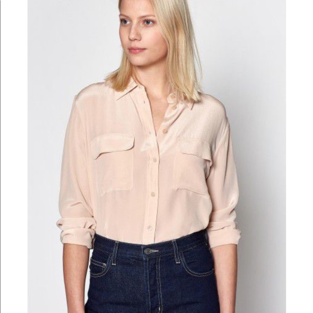 EQUIPMENT SLIM SIGNATURE SILK SHIRT IN FRENCH NUDE